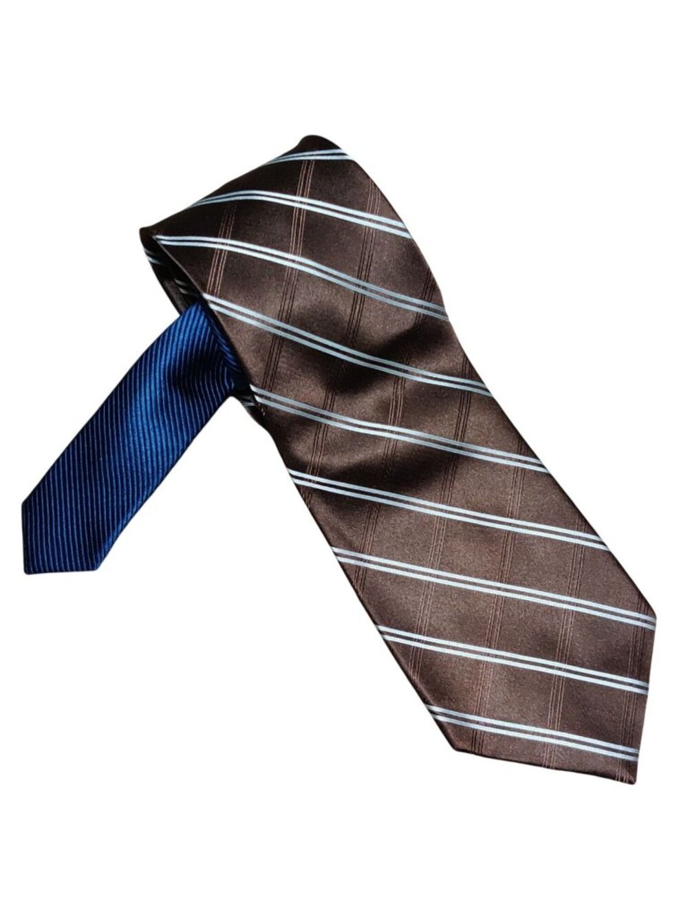 Tommy Hilfiger Vintage Necktie Brown Blue Striped Plaid Preppy 100% Silk Y2K - Picture 11 of 12